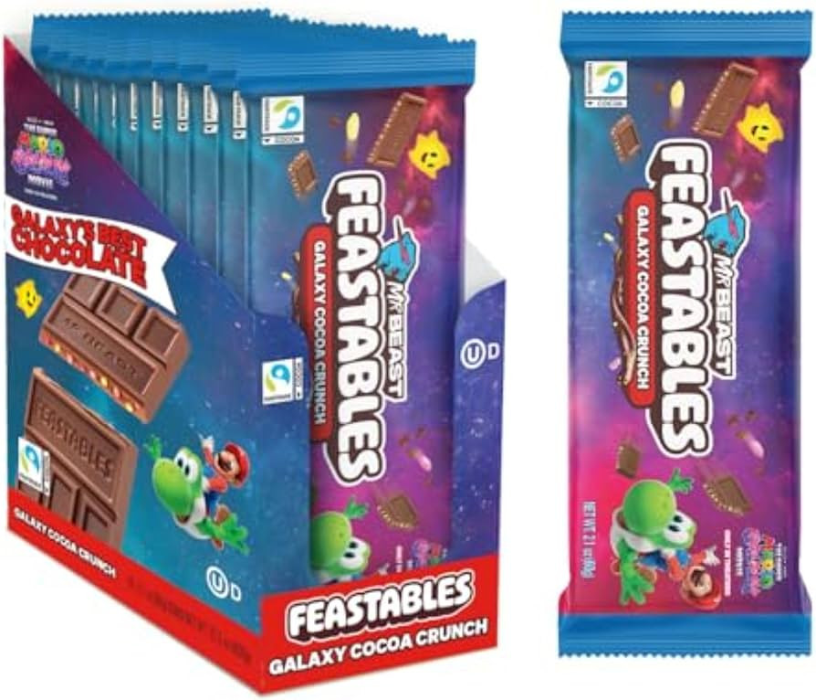 MrBeast Feastables Galaxy Cocoa Crunch Chocolate Bar, 10 Count, Limited Edition for The Super Mar... | Amazon (US)