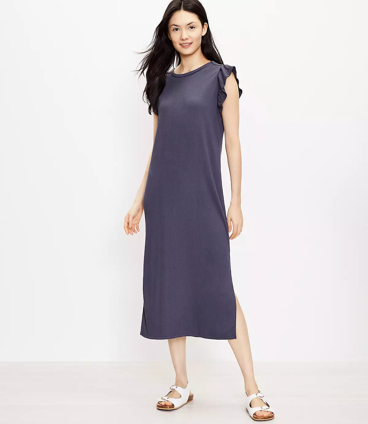 Back Twist Ruffle Sleeve Dress | LOFT
