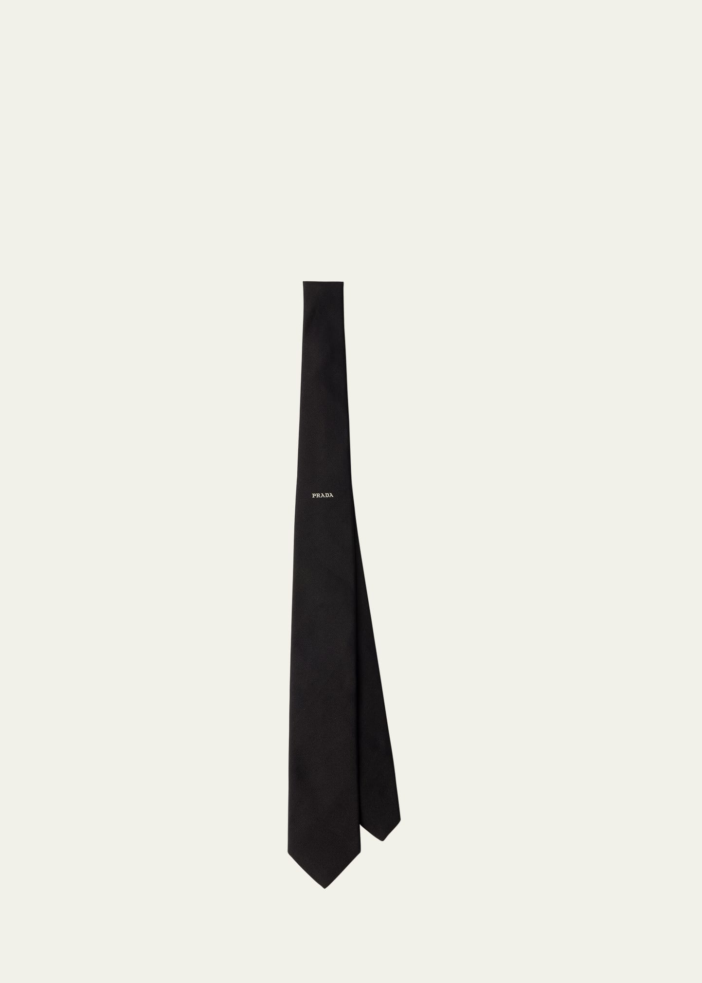 Prada Men's Silk Stripe Logo Tie | Bergdorf Goodman