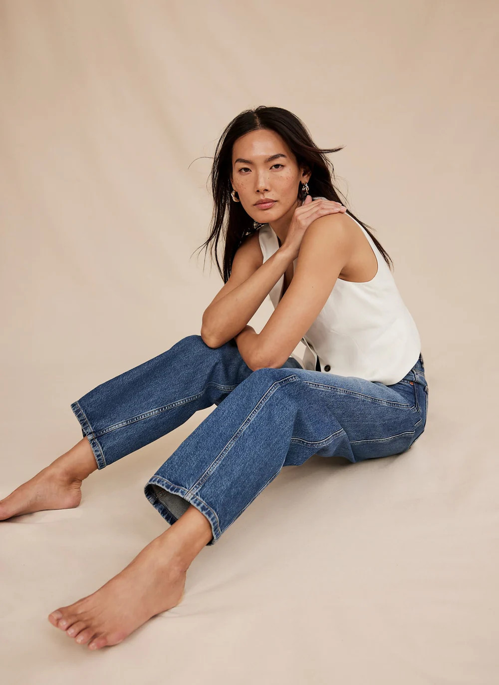 Mid Indigo Barrel Leg Jeans | Mint Velvet