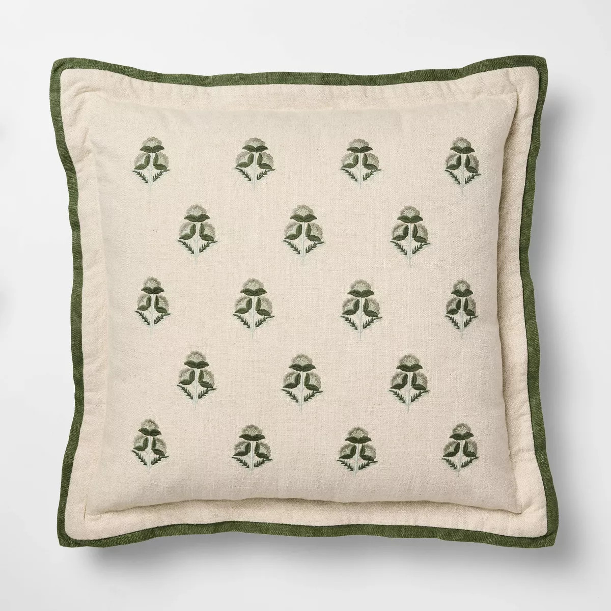 Square Embroidered Floral with Flange Natural and Multi Green - Threshold™ Design with Studio M... | Target