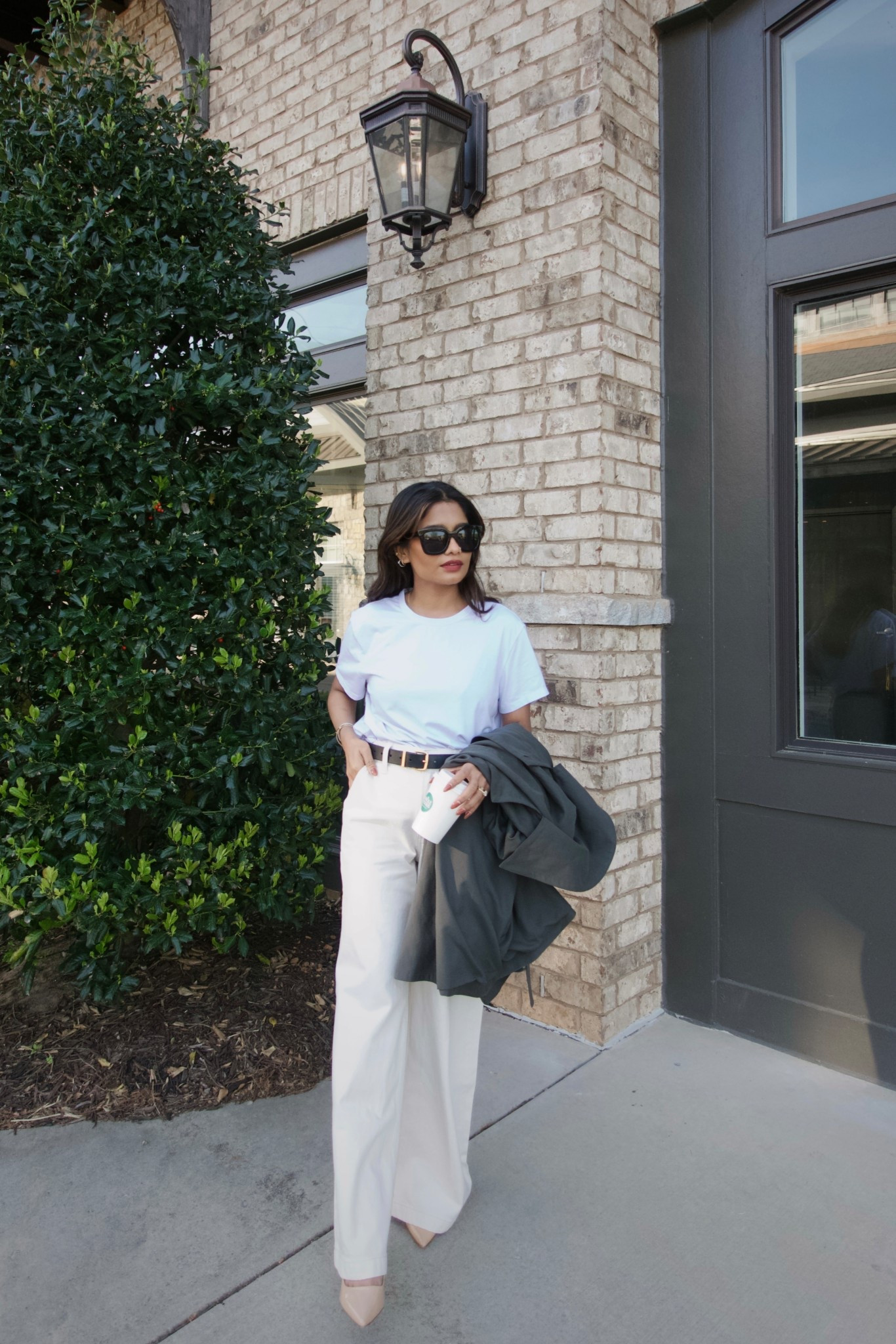 Simple petite friendly outfit for work and everyday: 

Wearing small in tee 
Wearing 25 short in pants/trousers (runs loose) 
Wearing xs in oversized short trench coat (lightweight)


#abercrombie #zara 


#LTKPetite #LTKmomlife #LTKootd