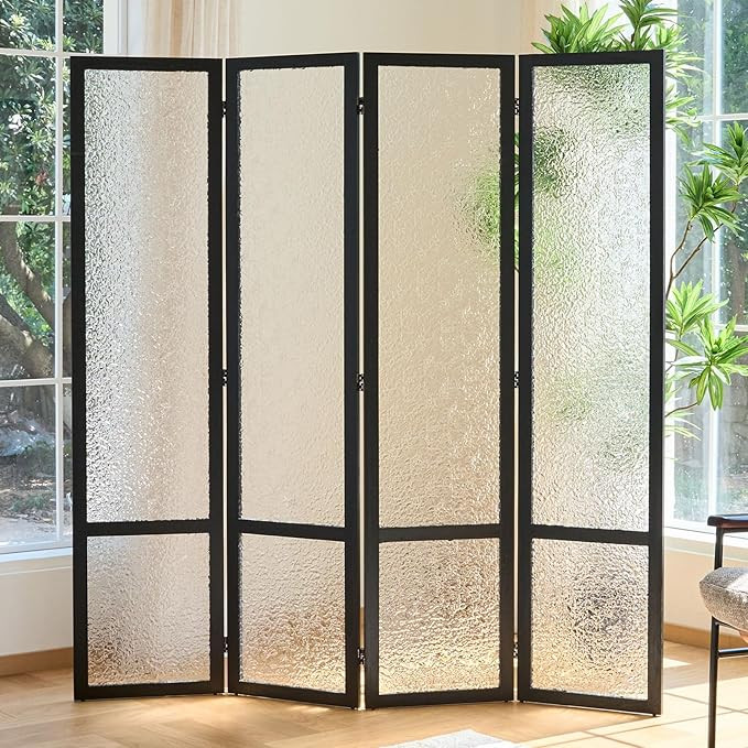 Acrylic Room Divider,4-Panel Freestanding Partition Screen, Frosted Translucent Privacy Panel - L... | Amazon (US)