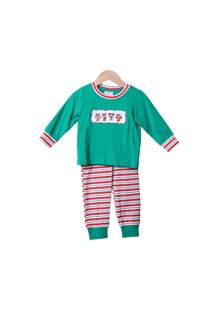 Smocked Mouse Reindeer Friends Jogger Set | The Smocked Flamingo