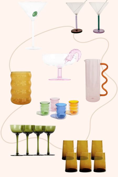 Brighten up your bar cart or dining table with these chic colored glassware - colored wine glasses, drinking glasses and more 

#home #decor #kitchen #dinnerware #drinks #gifts #giftideas 

#LTKSeasonal #LTKhome