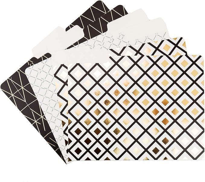 U Brands Classic File Folders Set, Office Supplies, Black, Gold and White, FSC Certified, 6 Count | Amazon (US)