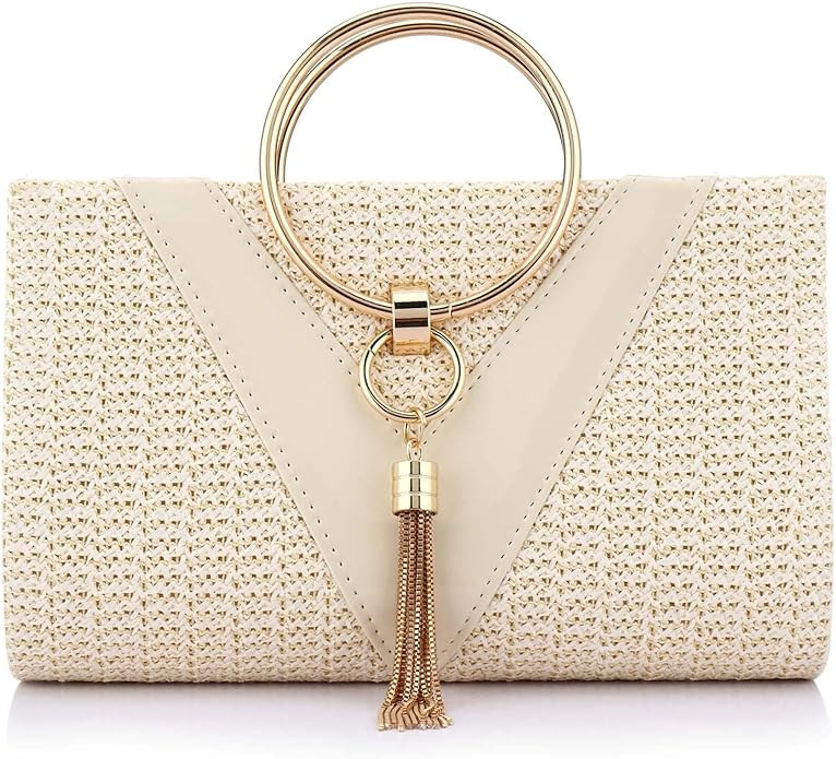 Women Straw Bag Crossbody Clutch Evening Clutch Purse Beach Shoulder Handbag | Amazon (US)
