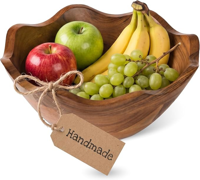 Scalloped Mango Wood Bowl - Natural, 10 in | Amazon (US)