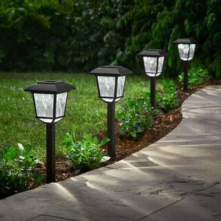 Terrace Park 10 Lumen Black LED Weather Resistant Outdoor Solar Path Light with Plastic Lens (4-Pack) | The Home Depot