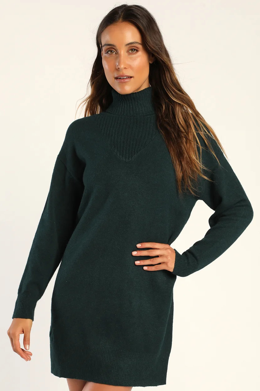Teal Turtleneck Dress | Green Sweater Dress | Green Long Sleeve Dress | Winter Dress Outfit Outfits | Lulus (US)