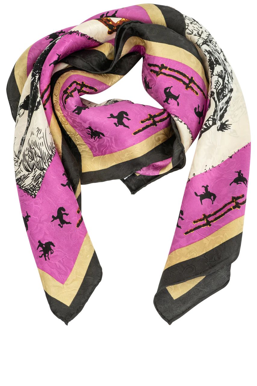 Wyoming Traders Ivory Fences Western Silk Scarf | Pinto Ranch | Pinto Ranch