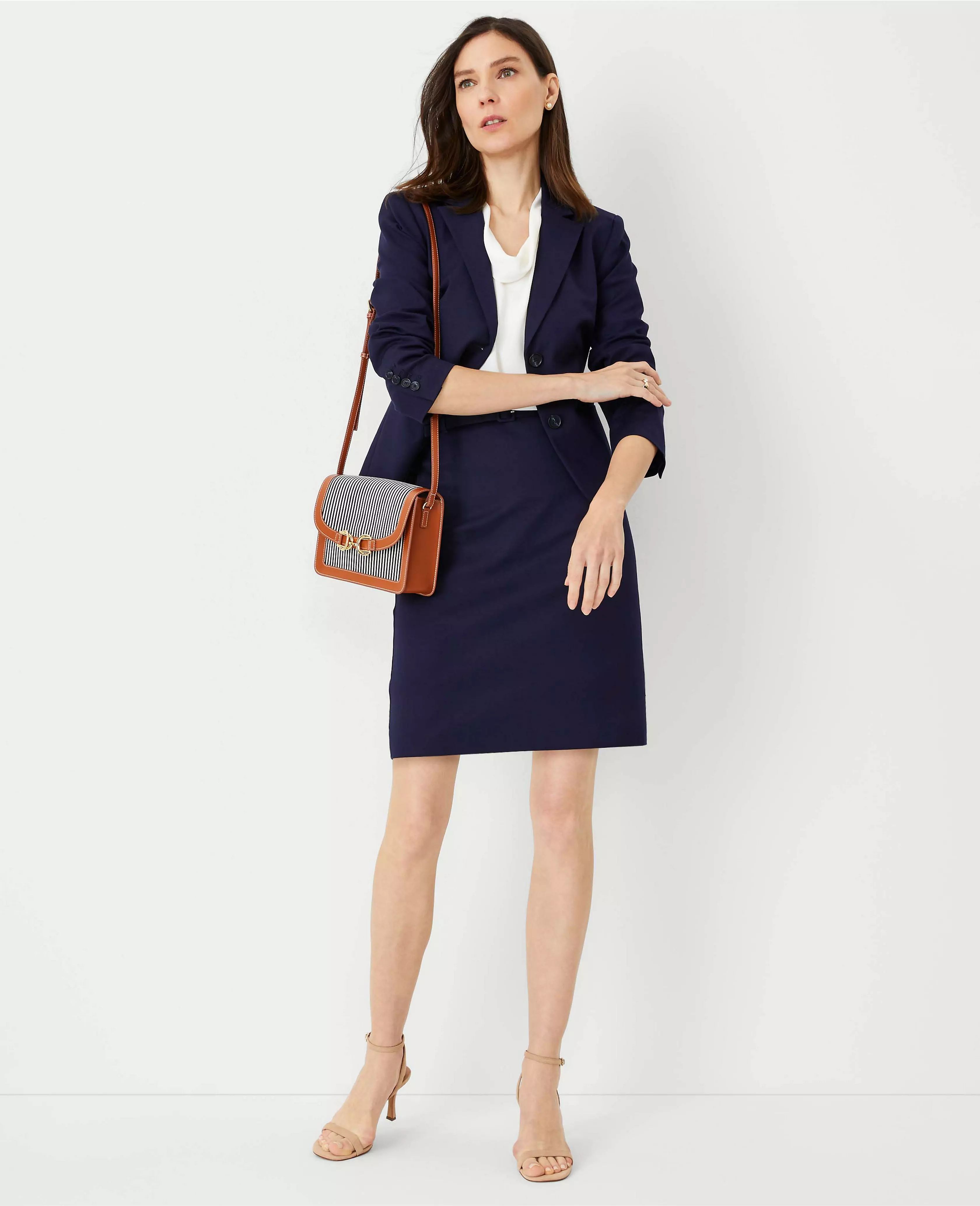 The Belted A-Line Skirt in Stretch Cotton | Ann Taylor (US)