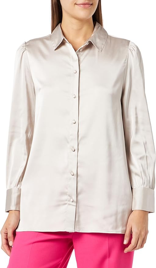 The Drop Women's @Lucyswhims Long-Sleeve Button-Down Stretch Satin Shirt | Amazon (US)