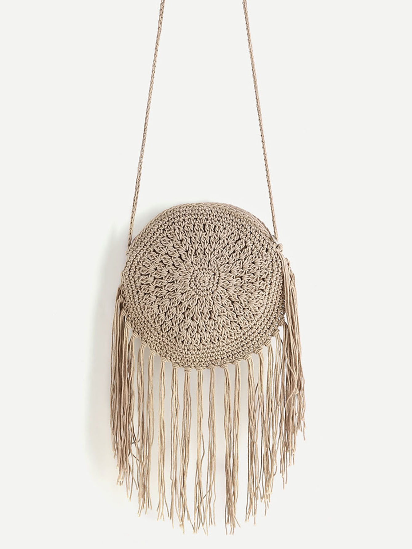Fringe Round Shaped Straw Crossbody Bag | SHEIN