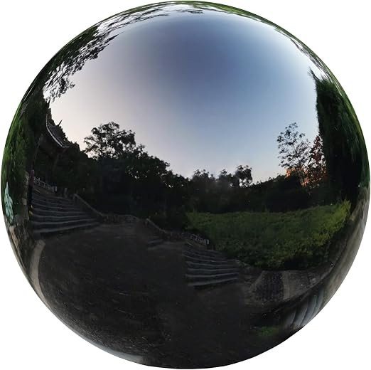 Black Gazing Globe Mirror Ball in Stainless Steel, Shiny Hollow Sphere Sparkling Housewarming Out... | Amazon (US)
