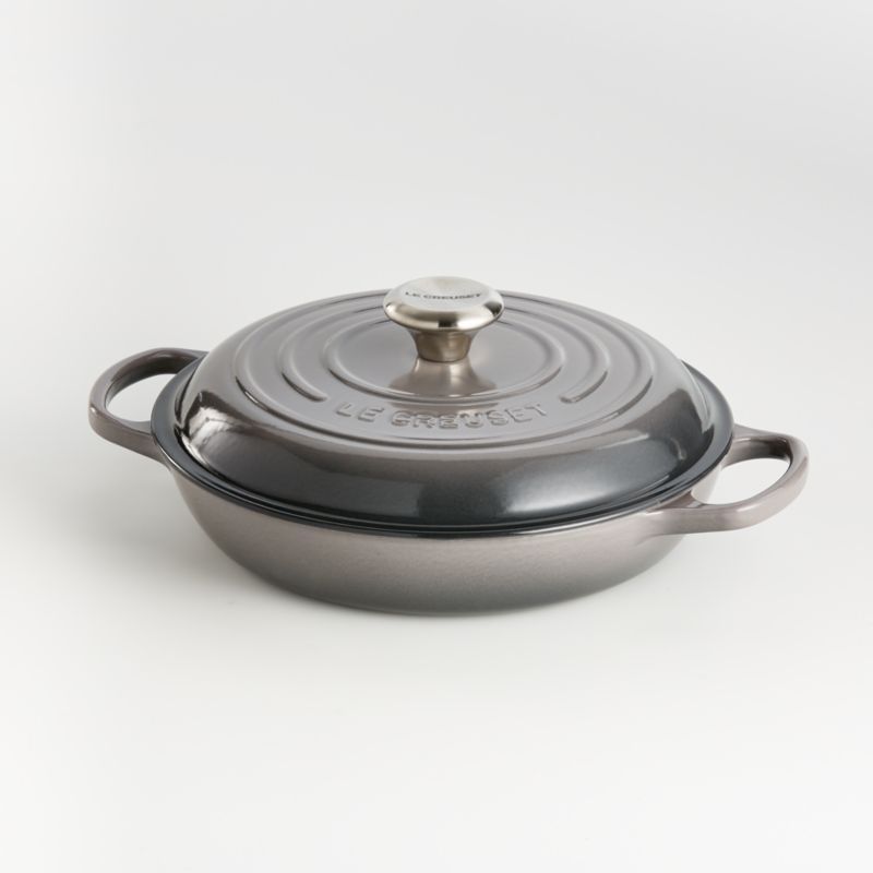 Le Creuset 2.25-Qt. Oyster Grey Enameled Cast Iron Braiser Everyday Pan + Reviews | Crate & Barre... | Crate & Barrel