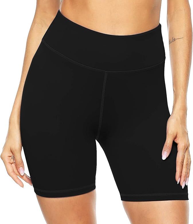 PERSIT Women's High Waist Workout Yoga Shorts with 2 Hidden Pockets, Non See-Through Stretch Tumm... | Amazon (US)