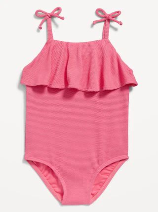 Textured-Knit Ruffle-Trim One-Piece Swimsuit for Toddler Girls | Old Navy (US)