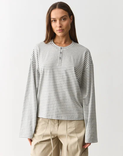 Cotton Oversized Henley Long Sleeve Top | Glassons (Australia)