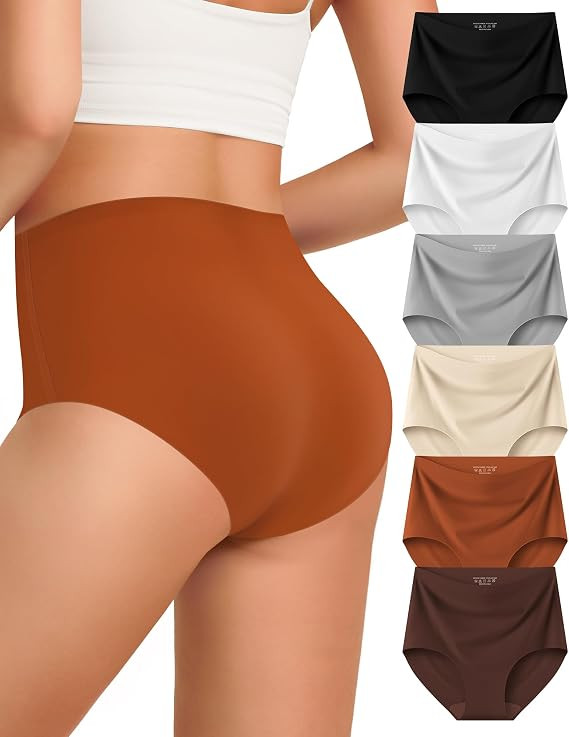 Kalapa Womens Underwear Seamless Full Coverage Breathable Briefs No Show Silky Stretch High Waist... | Amazon (US)