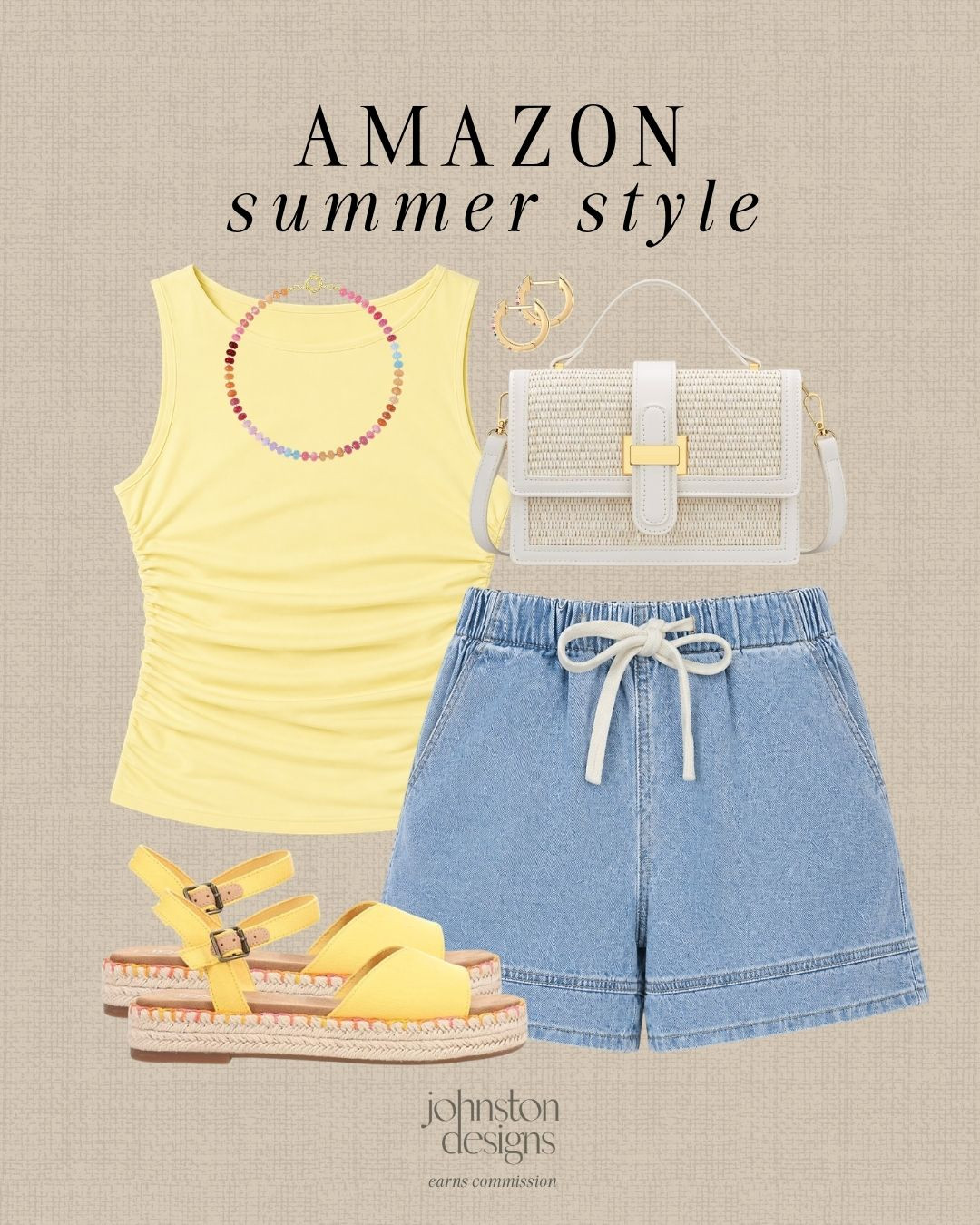 Amazon summer style with a sunny yellow tank, denim shorts and easy woven accessories. 💛

Amazon summer outfit, yellow tank top, denim shorts outfit, casual summer style, yellow platform sandals, woven crossbody bag, colorful beaded necklace, gold hoop earrings, warm weather outfit, vacation outfit idea, affordable Amazon fashion, cute weekend look, everyday summer style, bright summer outfit, comfy casual finds 

 #LTKootd #LTKSeasonal