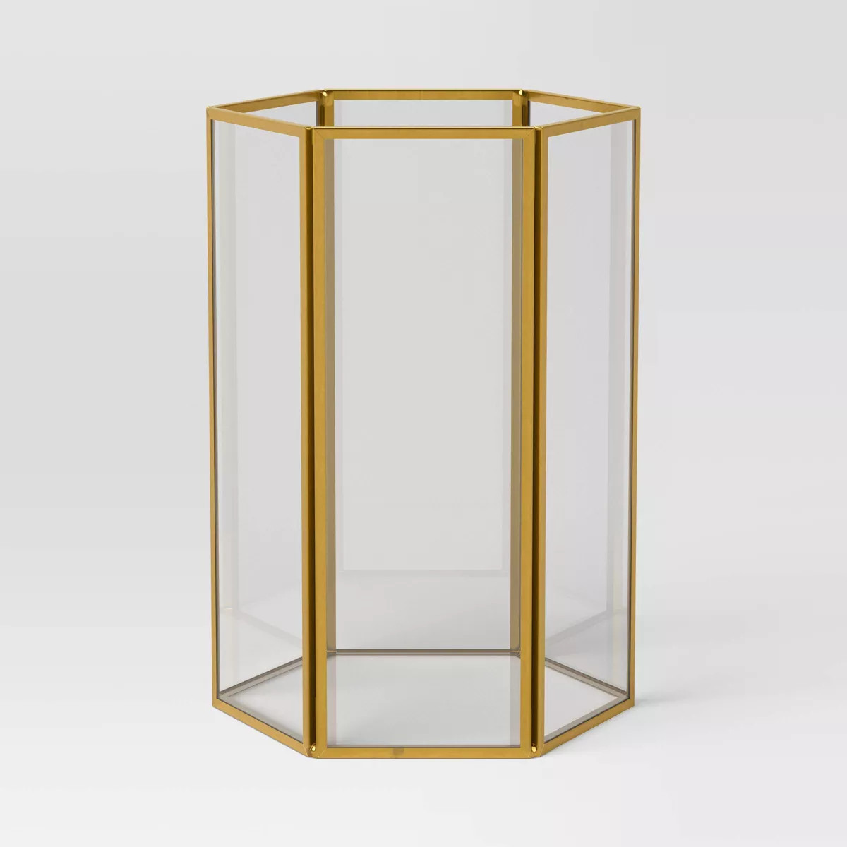 7"x5" Votive Hexagonal Metal and Glass Christmas Hurricane Candle Holder - Wondershop™ | Target