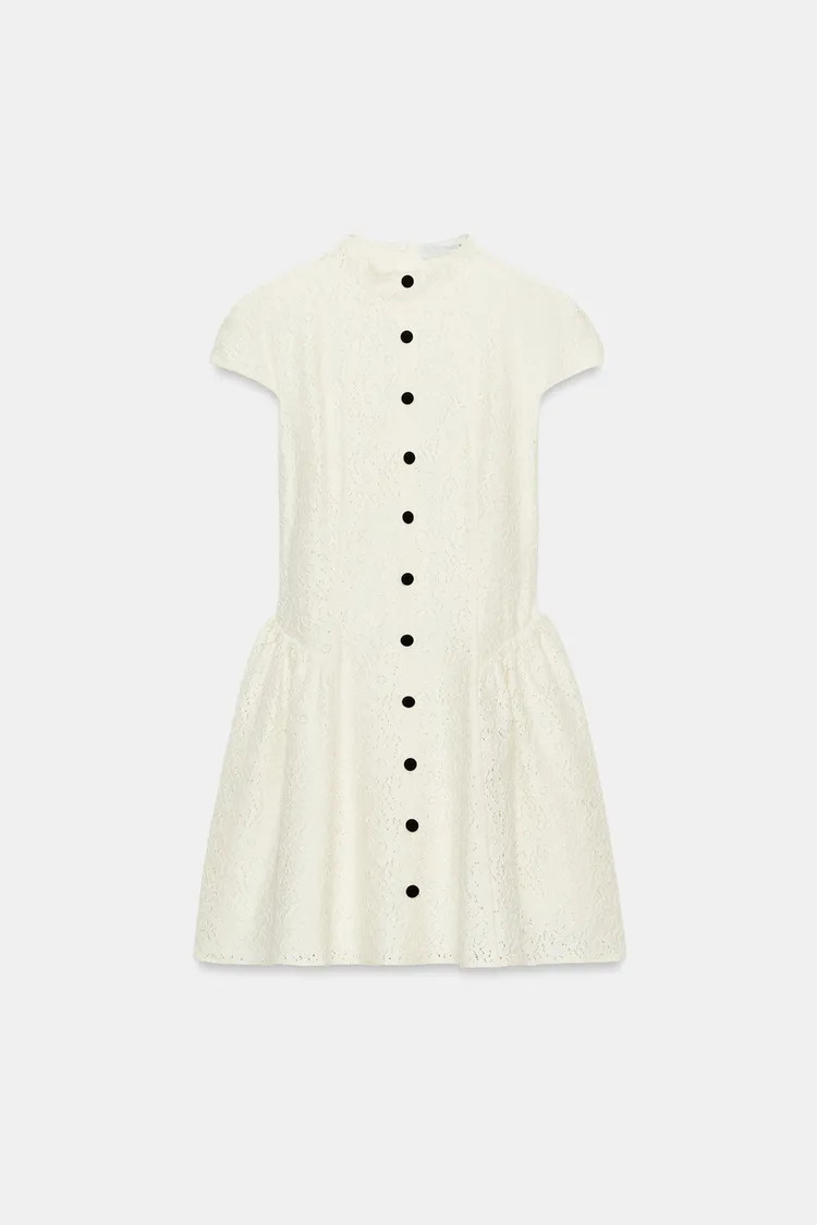 SHORT LACE DRESS WITH CONTRAST BUTTONS | Zara NL