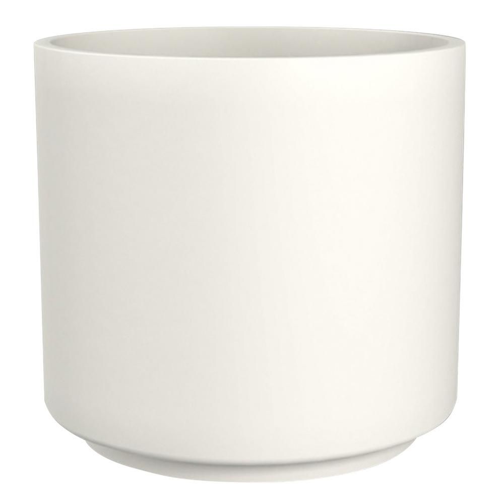 16 in. Matte White Cylinder Ceramic Pot | The Home Depot