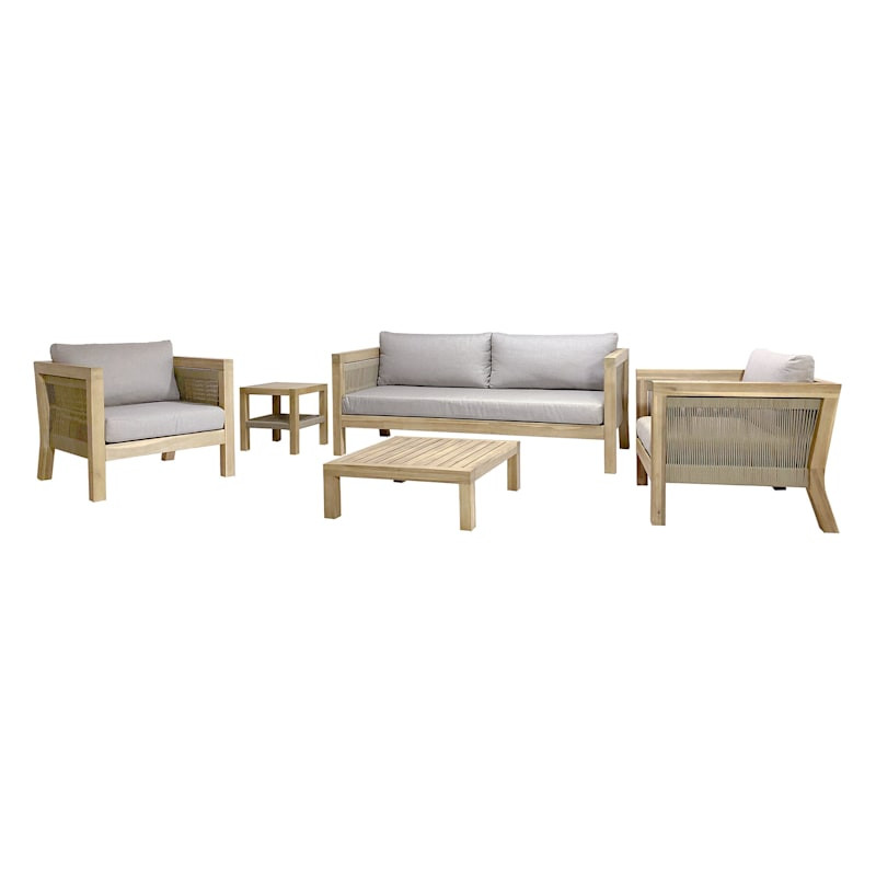 Honeybloom Park City Blonde Acacia Wood Outdoor Sofa | At Home