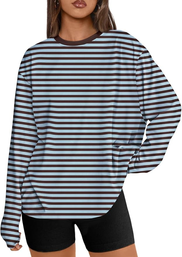 Trendy Queen Womens Oversized Long Sleeve Shirts Fall Tops 2026 Basic Tees | Amazon (US)