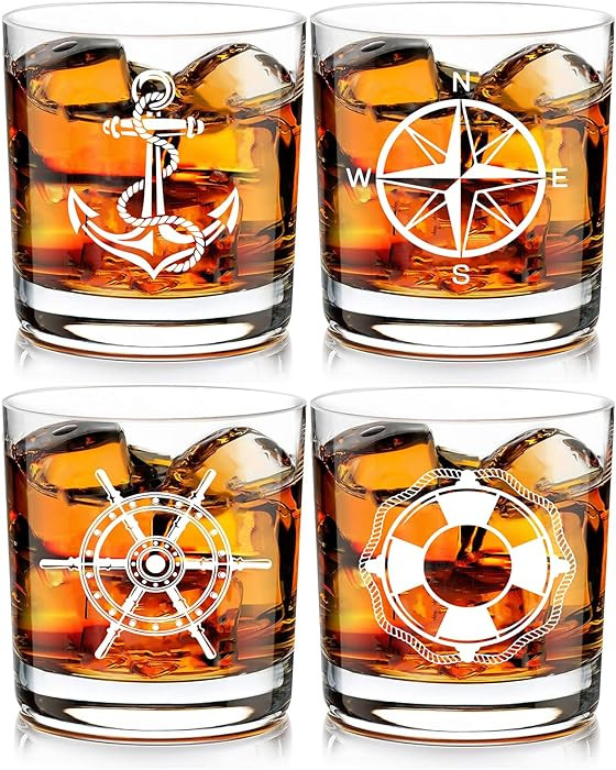 Futtumy Set of 4 Boat Whiskey Glass, Boating Gifts for Men, Nautical Gifts for Boat Lovers Owners... | Amazon (US)