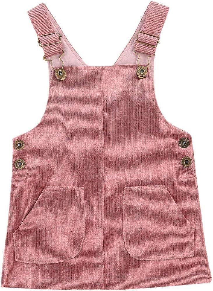 YURIO Infant Toddler Baby Girl Fall Winter Outfits Corduroy Strap Pocket Bib Overalls Dress Pinaf... | Amazon (US)