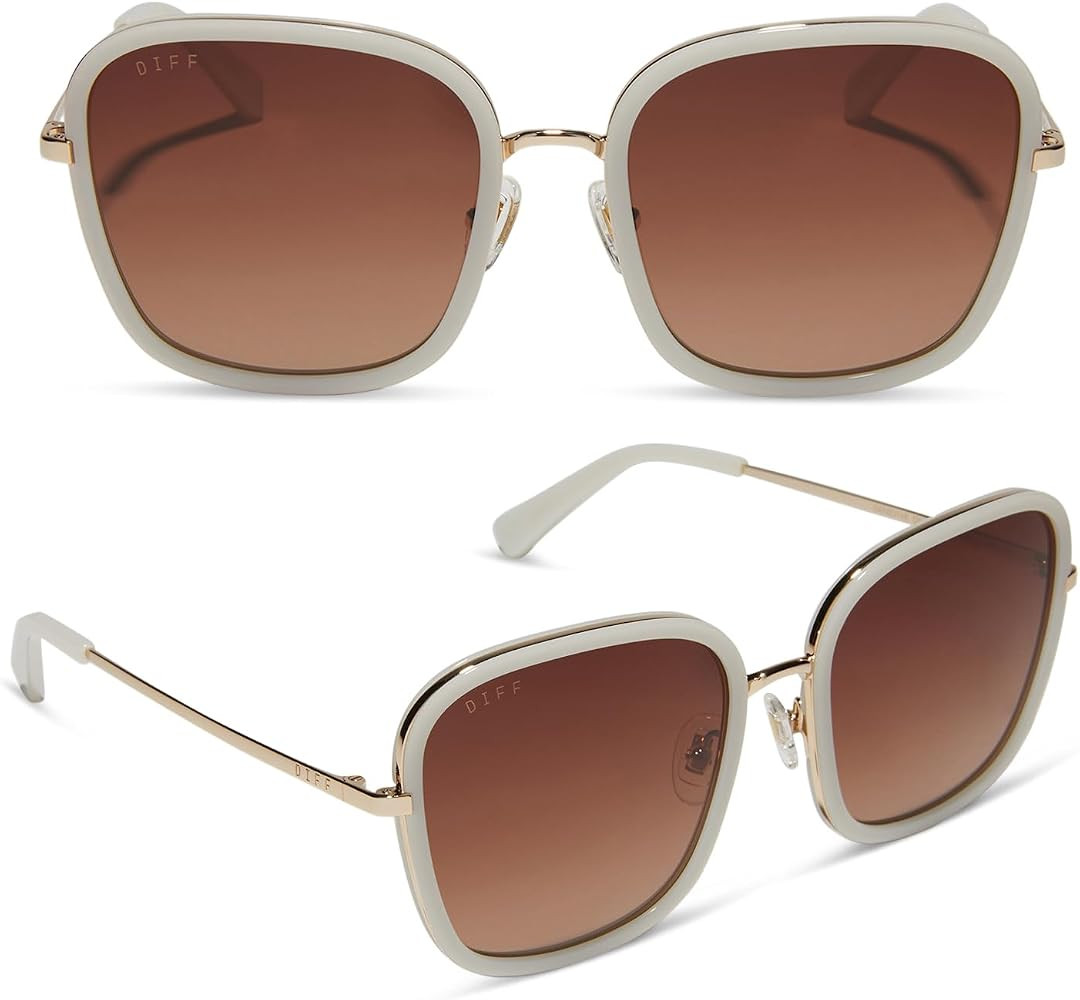DIFF Genevive Designer Oversized Square Sunglasses for Women UV400 Protection, Merinque + Brown G... | Amazon (US)