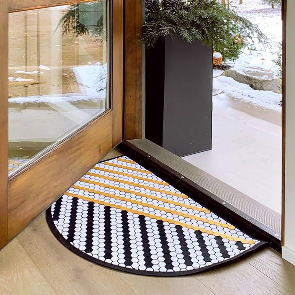 Letterfolk Customizable Doormat - Half Moon All Weather Non-Slip Rubber Doormat 36x24 - White | Amazon (US)
