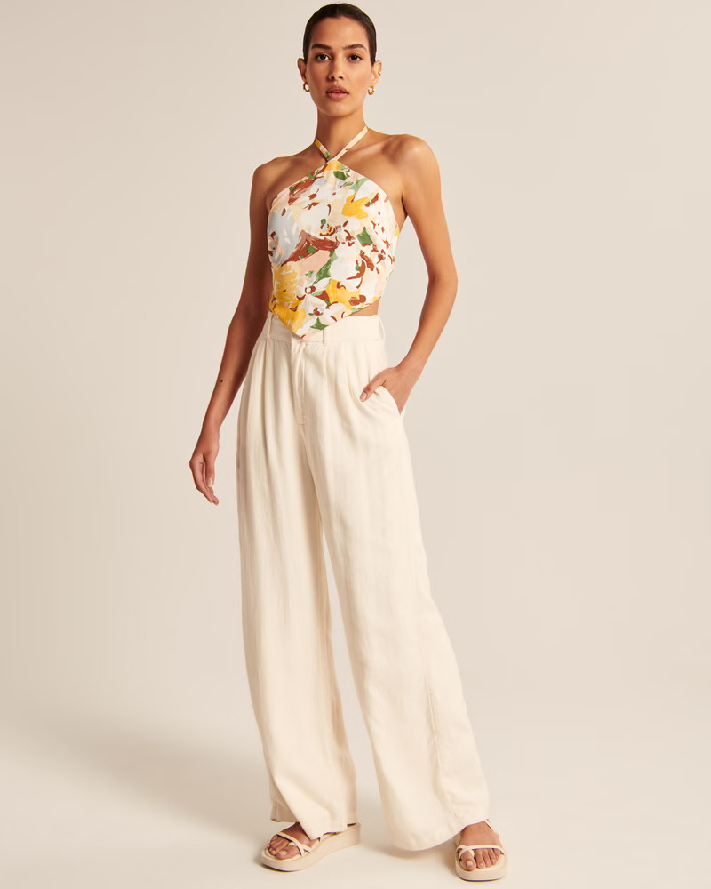 Women's Cropped Halter Scarf Top | Women's New Arrivals | Abercrombie.com | Abercrombie & Fitch (US)