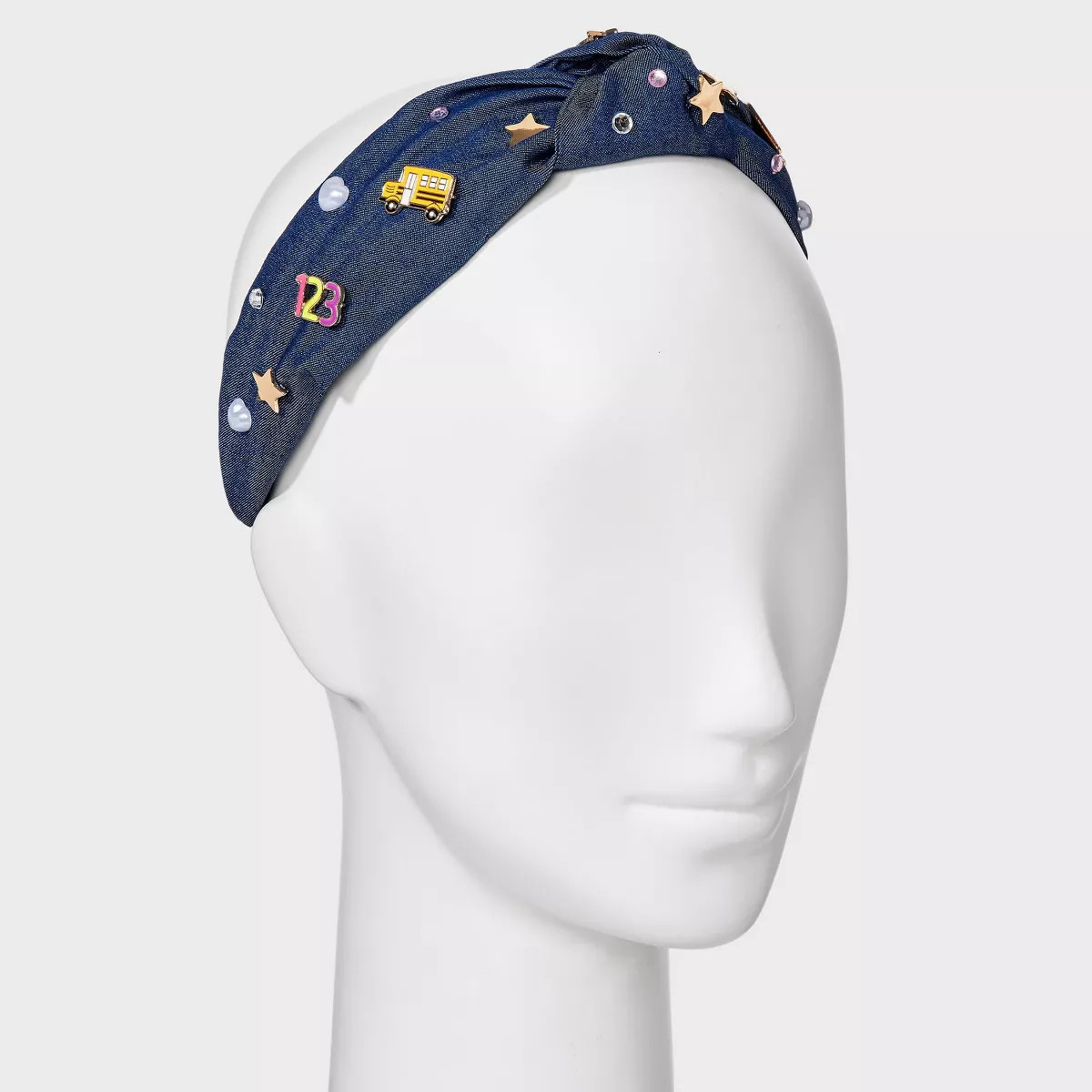 Teacher Icon and Pearl Charm Top Knot Headband - Multicolor | Target