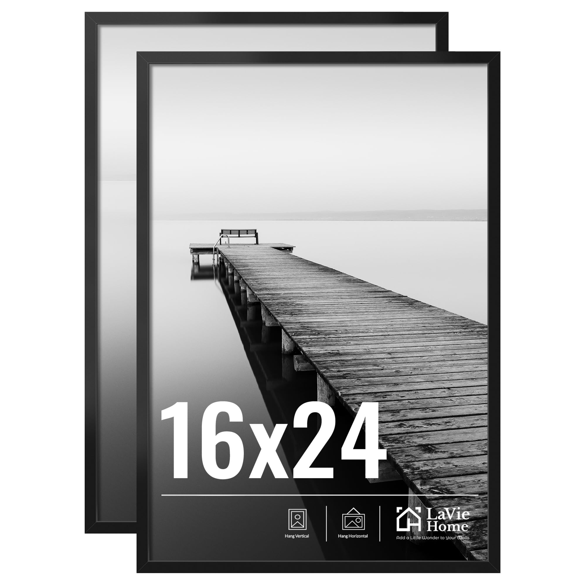 LaVie Home 16x24 Picture Frame 2 pack, Display Pictures 16 x 24 Photo Frame, 16x24 Black Frame wi... | Amazon (US)