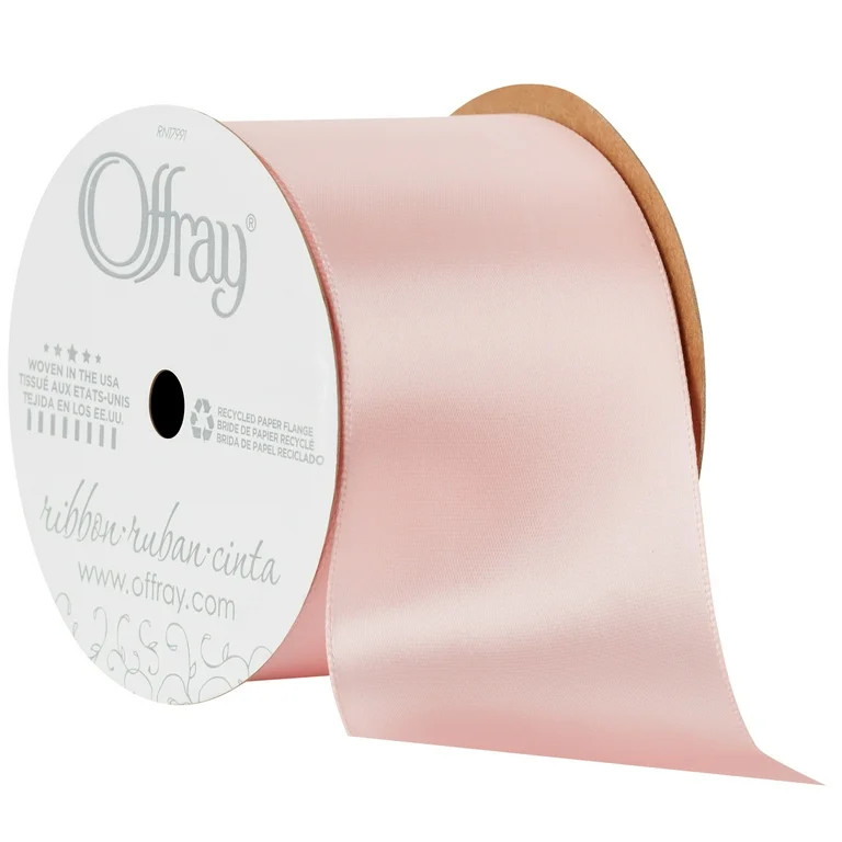 Offray Ribbon, Carnation Pink 2 1/4 inch Single Face Satin Polyester Ribbon, 9 feet | Walmart (US)