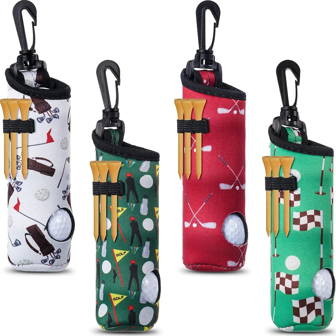 4 Pieces Golf Tee Holder Golf Ball Carry Bag Pouch Golf Ball Holder Keychain Belt Clip Golf Gifts... | Amazon (US)