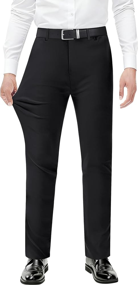 Men's Stretch Dress Pants with Expandable-Waist 3 Fits: Slim Fit/Classic Straight/Big & Tall | Amazon (US)