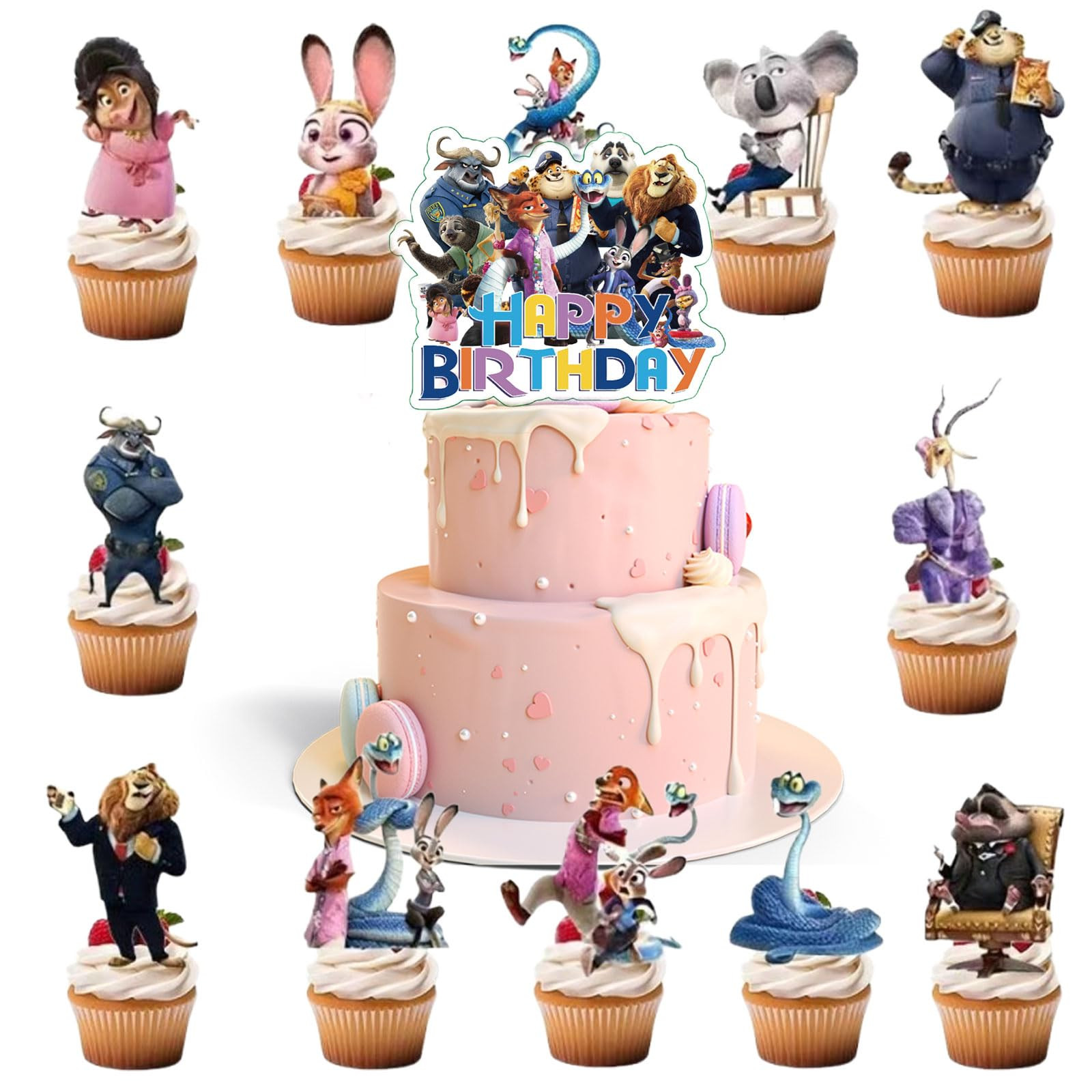 13 Pcs Cute Animals Happy Birthday Cake Toppers, Cartoon Theme Cake Decorations, The Perfect Choi... | Amazon (US)