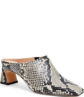 Bruno Magli Fran Snake Print Leather Block Heel Mules - 6 | Dillard's