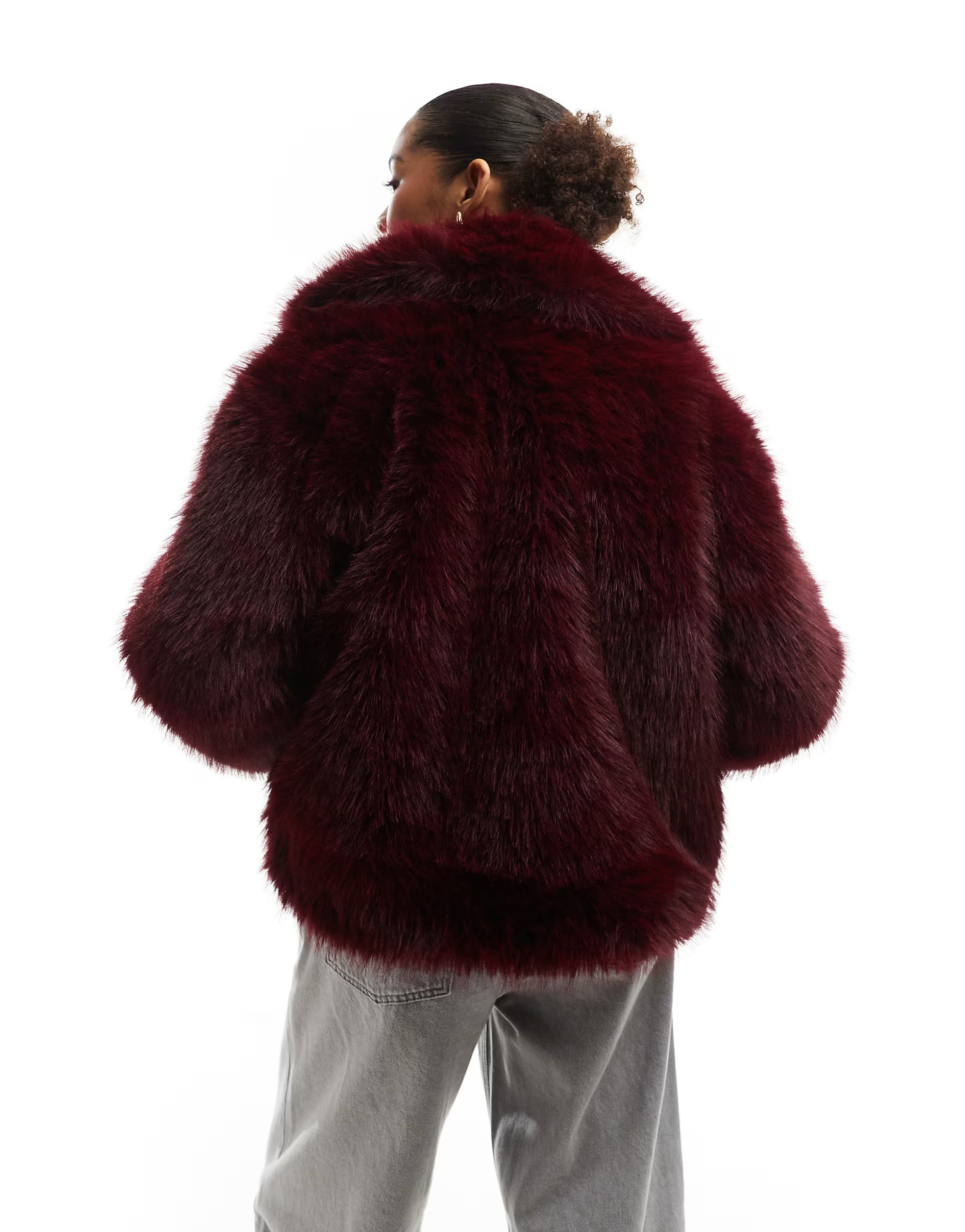 Cotton On Mimi faux fur jacket in burgundy | ASOS (Global)