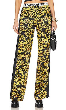 Versace Jeans Couture Triacetato Print Pant in Black & Gold from Revolve.com | Revolve Clothing (Global)