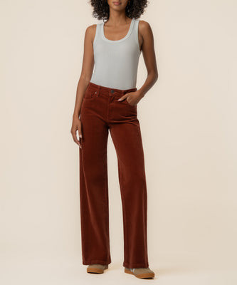 Jean Corduroy High Rise Wide Straight Leg, Petite in Sienna | Kut From Kloth