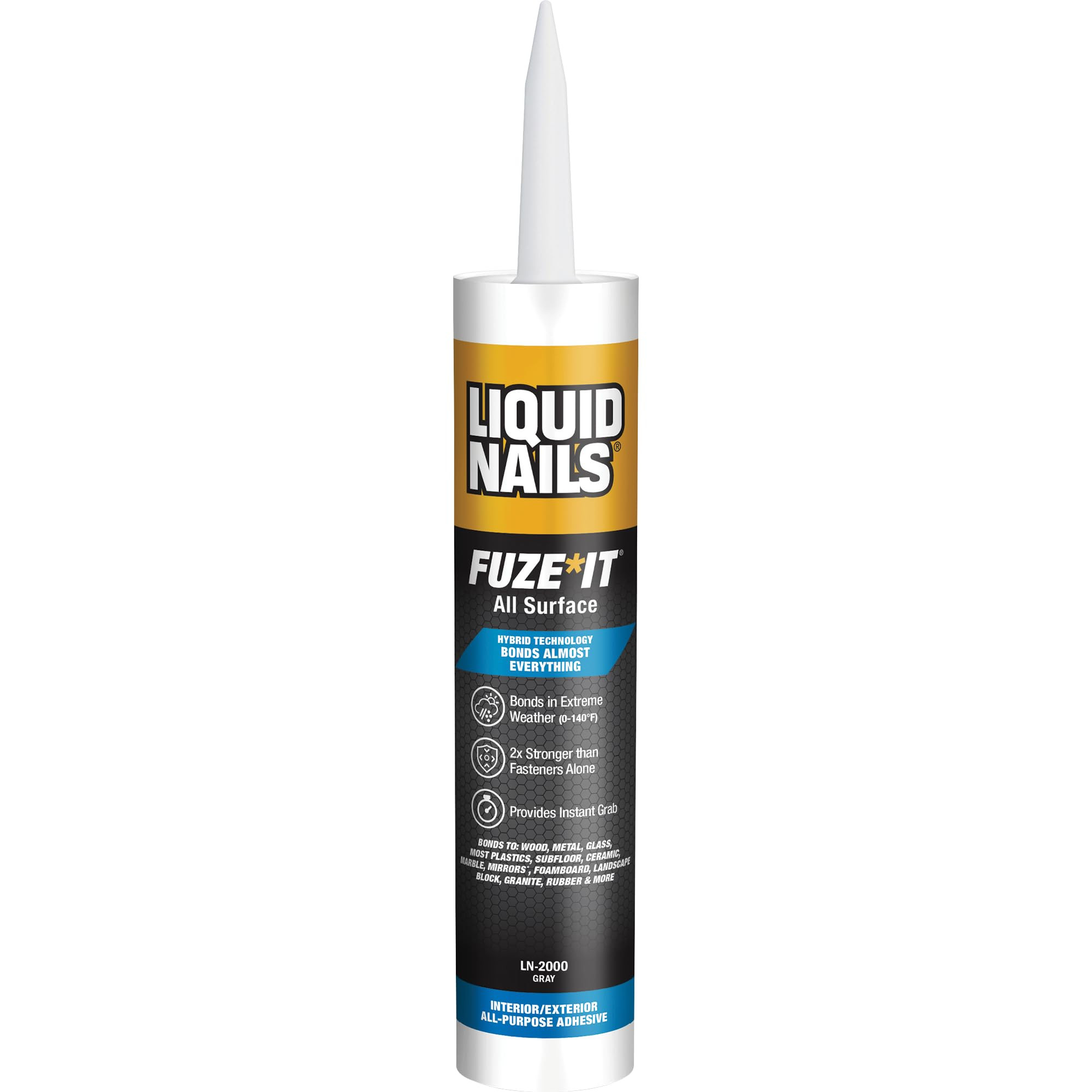 Liquid Nails 56198673380 LN-2000 FuzeIt All Surface Construction Adhesive (9-Ounce) , Gray | Amazon (US)