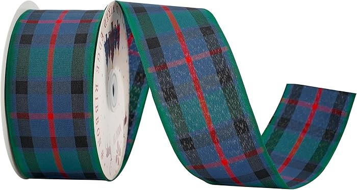 MEEDEE Flower of Scotland Tartan Ribbon 2.5 inch with 25 Yards Gingham Check in Green, Blue with ... | Amazon (US)