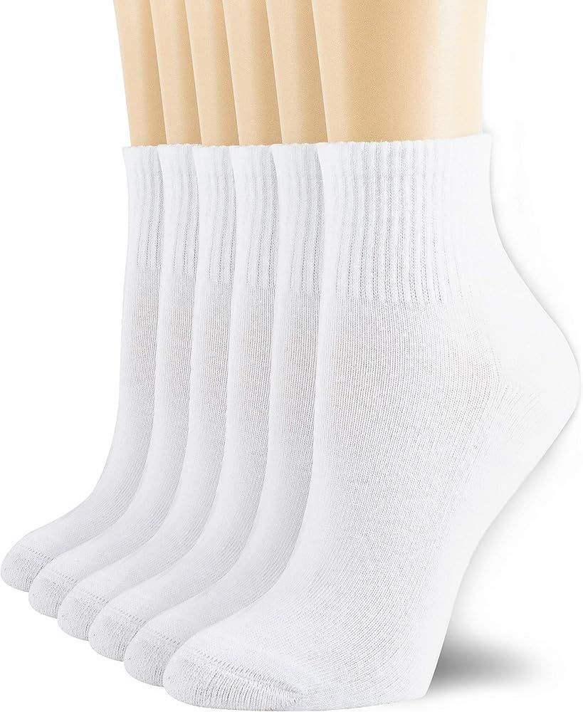 NevEND 6 Pairs Women's Men's Ankle Cotton Mini Crew Socks Athletic Running Sports with Thick Cush... | Amazon (US)