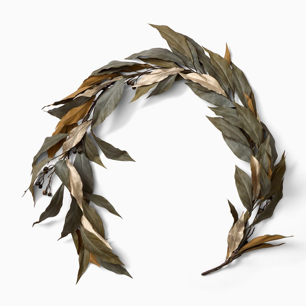 Faux Metallic Dried Eucalyptus Garland | West Elm (US)