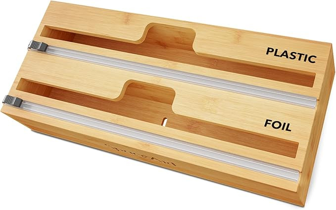 SpaceAid WrapNeat 2 in 1 Wrap Dispenser with Cutter and Labels, Plastic Wrap, Aluminum Foil and W... | Amazon (US)